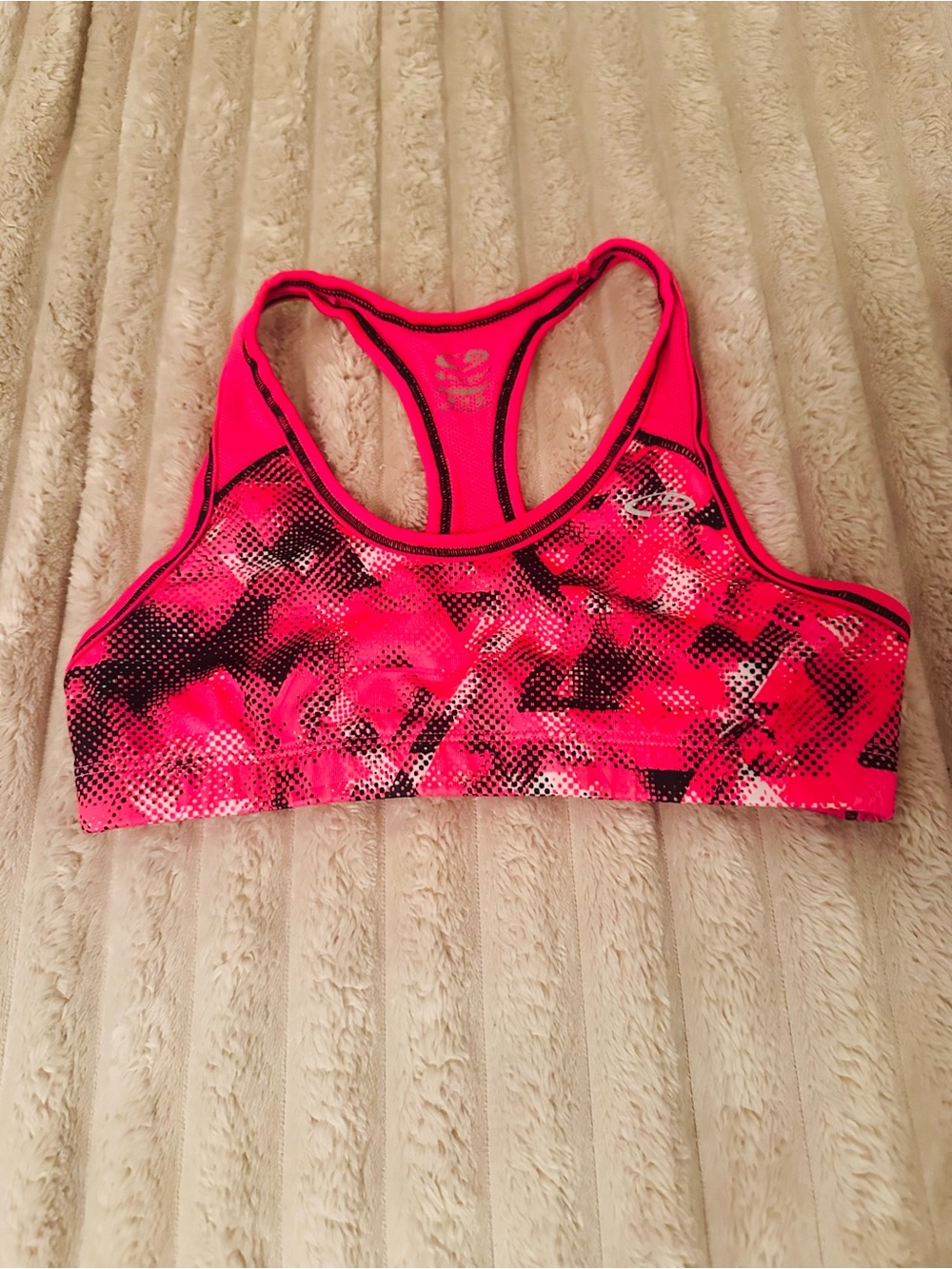 Champion Neon Pink and Black Racerback Sports Bra